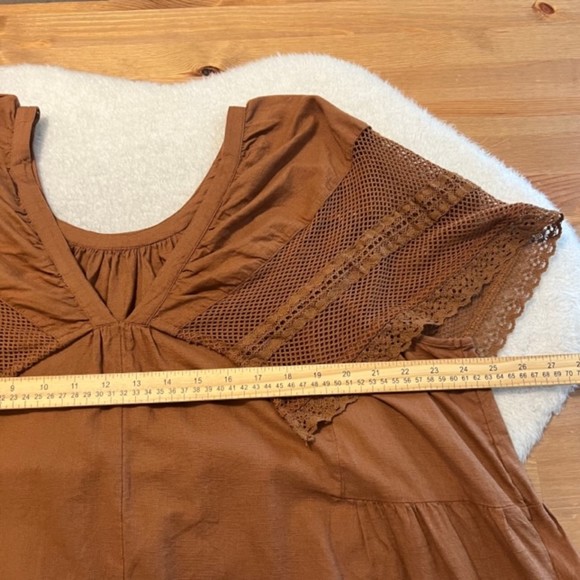 Old Navy Womens Brown Scoop Neck Short Draped Sleeve V Back Midi Dress Sz XXL - Picture 10 of 11